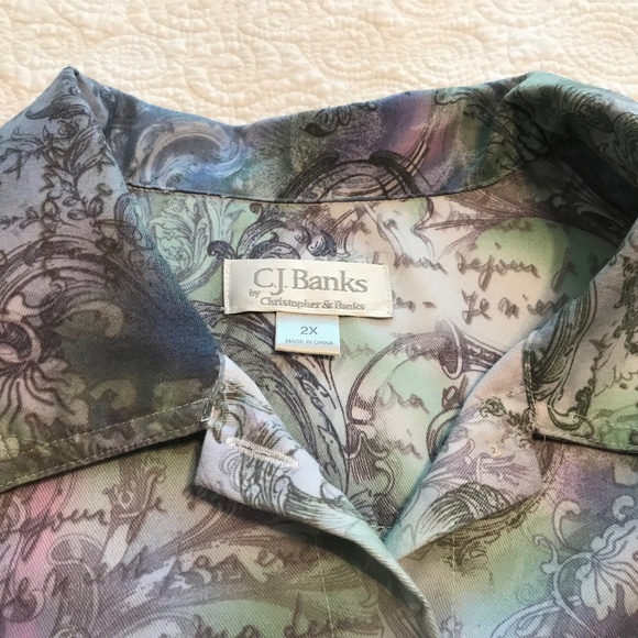 C&B colorful denim jacket with French images & text (2X) - Picture 4 of 15